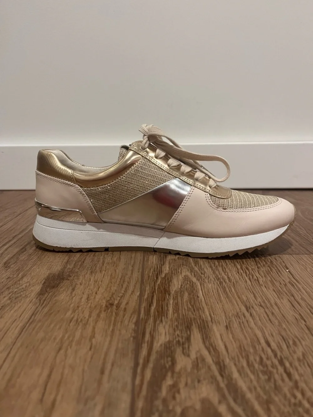 Michael Kors MK Allie Gold Silver Trainer Sneakers